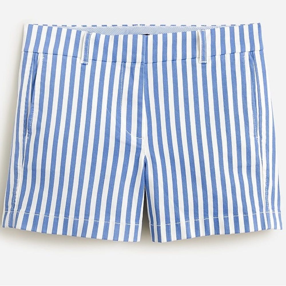 J. Crew Blue & White Striped 4” Chino Shorts- Size 2